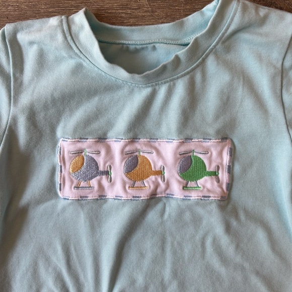 Toddler Baby Blue Appliqué Embroidered Helicopter Long Sleeve 3T - Picture 3 of 4